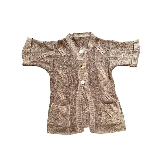 CCC Cozy Knit Button Up Brown Cardigan Sweater Pockets Short Sleeves Trendy Larg - Picture 5 of 8